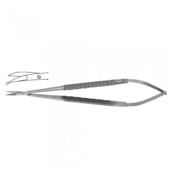 Micro Scissor Round Handle - One Blade with Probe Tip - Curved Stainless Steel, 18 cm - 7"